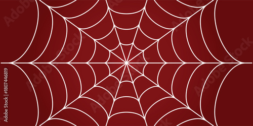 White spider web on a red background. Red spider web background. Spider web Vector.