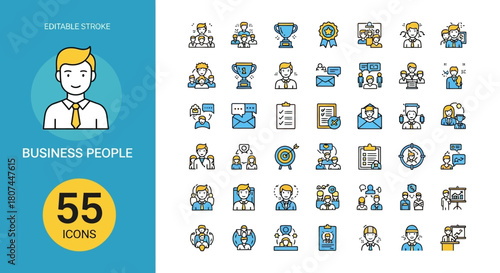 Sleek Business People Icon Collection Versatile Vector Set for Professional Design