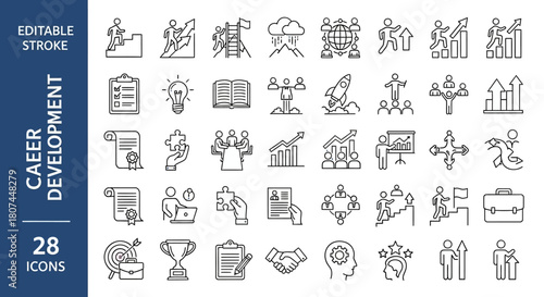 Sleek Line Collection Career Development Icons for Professional Growth