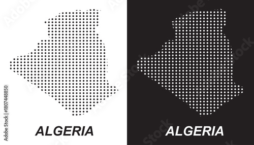Algeria Dotted Map, Halftone Style Modern Digital Outline of North African Country Vector EPS