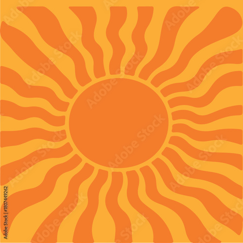 Abstract background with sunburst pattern vector ray design texture. Radiating Stripes in Orange. Stripes sunburst rotating motion. Abstract summer sunny. Vintage radial texture.