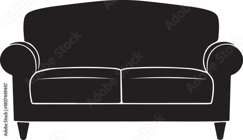 Sofa Silhouette Vector on Transparent Background