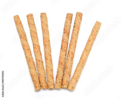 Waffle rolls isolated on white background