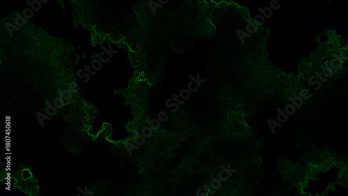 Ultra-Dark Abstract Green Caustic Texture With Minimalist Black Background with Faint Electric Lime Glow for Horror, Gaming UI & Mysterious Digital Design