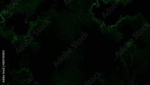 Ultra-Dark Abstract Green Caustic Texture With Minimalist Black Background with Faint Electric Lime Glow for Horror, Gaming UI & Mysterious Digital Design