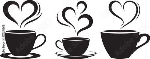 Love in every cup of coffee graphic illustration art concept