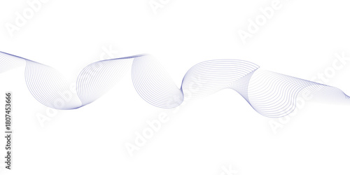 Abstract wave element for design. Digital frequency track equalizer. Stylized line art background. Vector illustration. Wave with lines created using blend tool. Curved wavy line, smooth stripe.