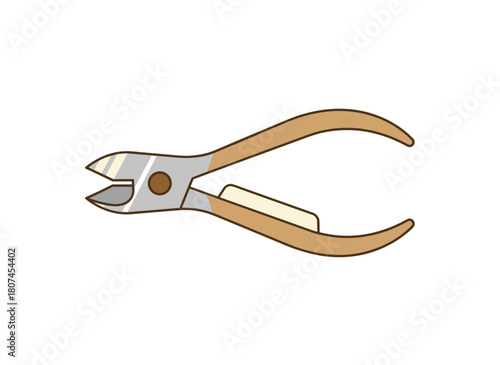 Steel cuticle nipper for manicure and pedicure, a sharp tool for trimming and removing cuticles, featuring professional grooming claws and a pincer, shown as a flat vector illustration on a white