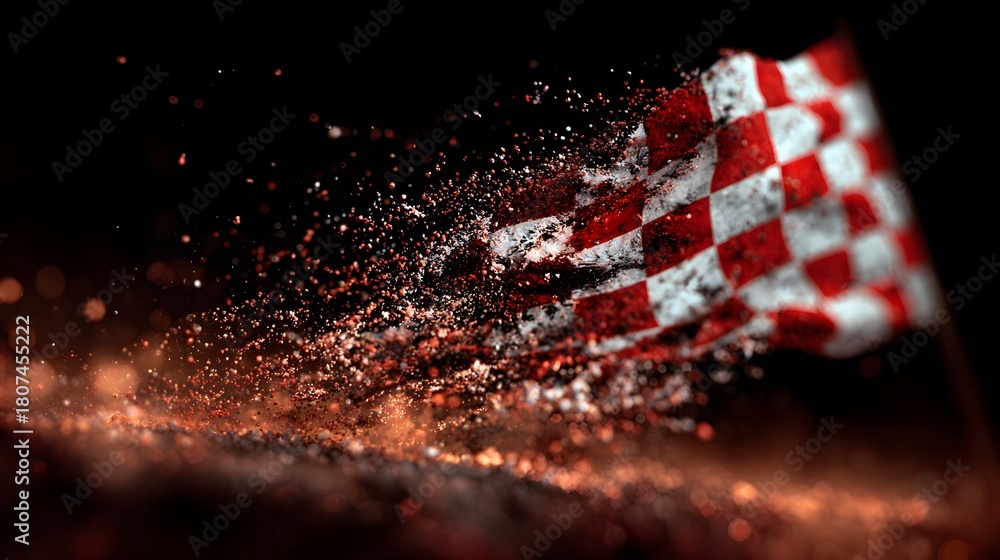 Naklejka premium Abstract checkered flag with particle effects, representing speed and victory