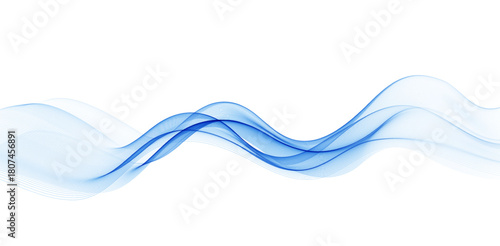 Abstract Background, Transparent Waved Lines. Soft Blue Smoke Wave BG. Colorful Gradient Flowing Wavy Lines. Vector illustration.