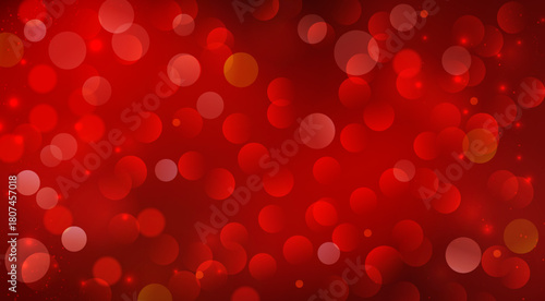 Shiny Festive Background. Abstract Red Gold Glitter Background. Bokeh and Confetti Design Element for Merry Christmas and Happy New Year Banner, Poster, Website Congratulations. Holiday Party BG.