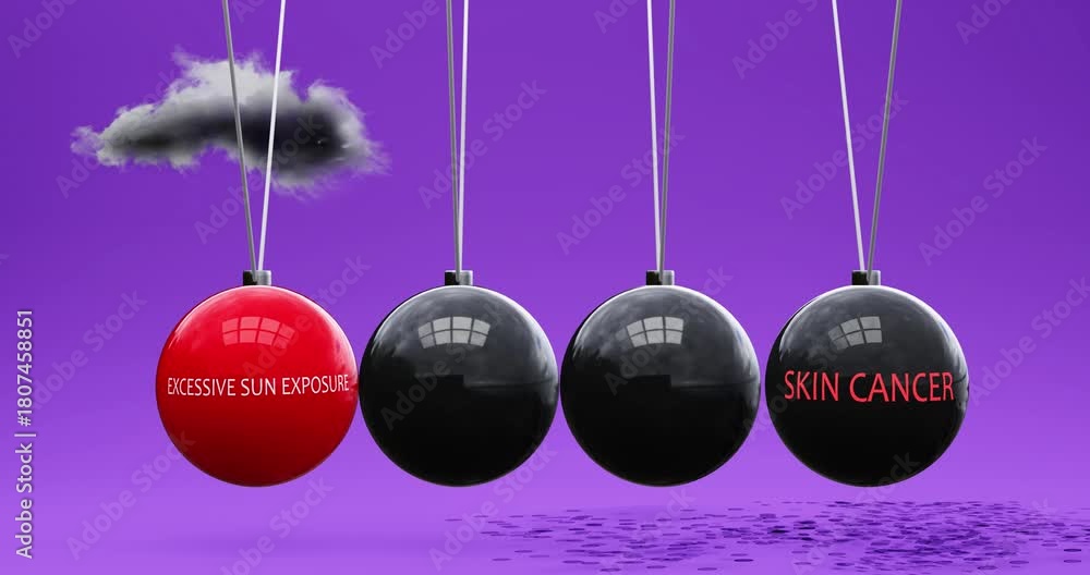 Excessive Sun Exposure leads to skin cancer. Cause and effect relation ...