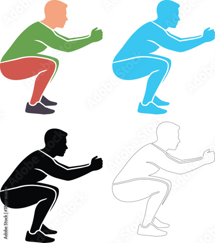  squat pose vector icon