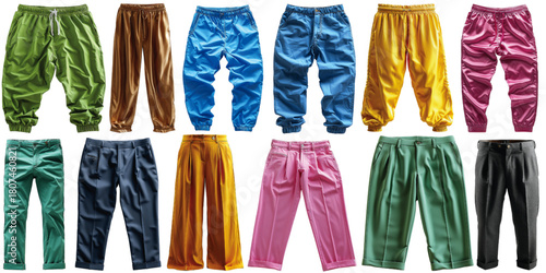 Colorful Pants and Trousers Collection Isolated on White