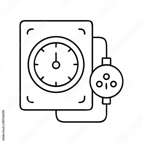 Icon representation of an electrical energy meter with an electrical plug adapter