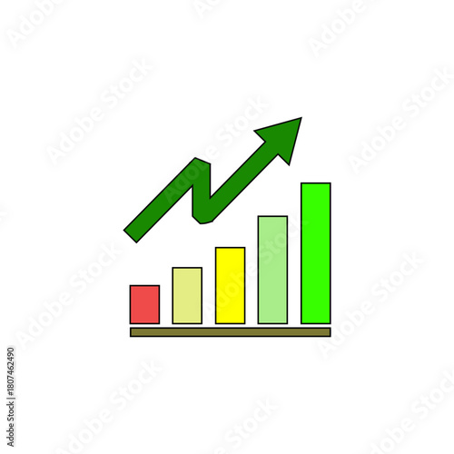 This is a clean, dynamic, and professionally designed vector illustration featuring a rising line graph with an upward-pointing arrow, symbolizing continuous growth and success. 