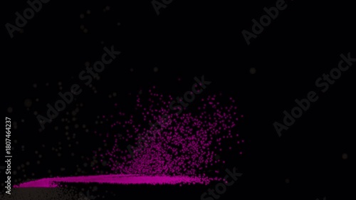 Exploding pink particles on transparent background