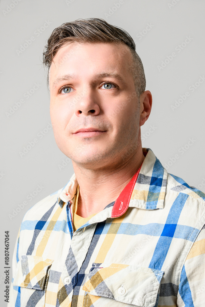 Fototapeta premium 30s men on studio white background looking nice