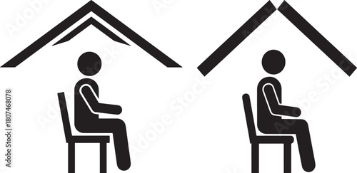 Two people sitting under roof silhouettes