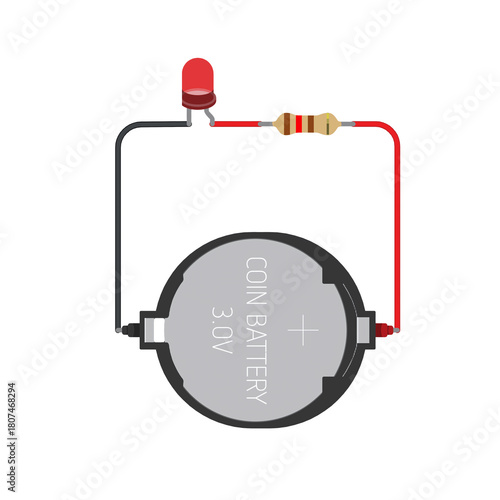 Simple LED Circuit with Coin Battery and Resistor