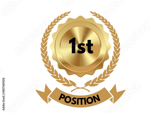 1st position golden badge, 1st position golden trophy , 
