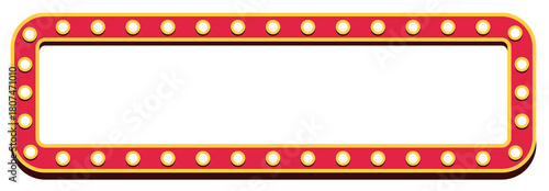 Retro lightbox billboard template, Rectangle banner advertising, Movie theater light frames.