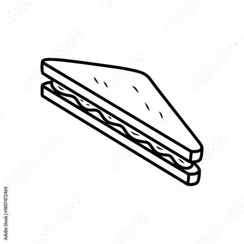 Delicious triangular sandwich illustration, perfect for lunch menus, food blogs, and culinary designs. Simple, clean, and ready for your creative projects