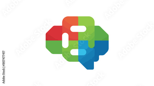 Colorful brain illustration with geometric shapes representing different parts of a complex organ