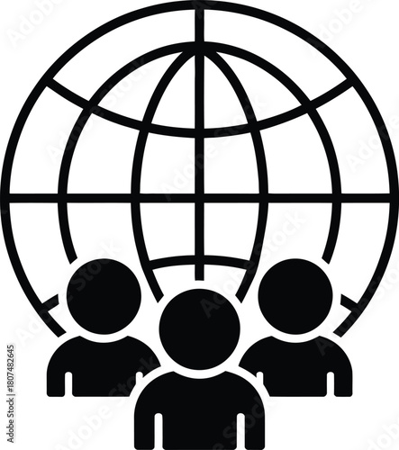 Global Business Team and Networking Icon People and Globe