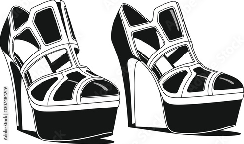 Stylish patterned sandal isolated on white background, featuring intricate designs, comfortable straps, and a durable sole, perfect for warm weather and casual outings