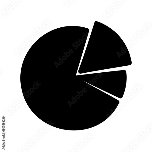 Simple black pie chart for data analysis and reporting Vector, illustration
