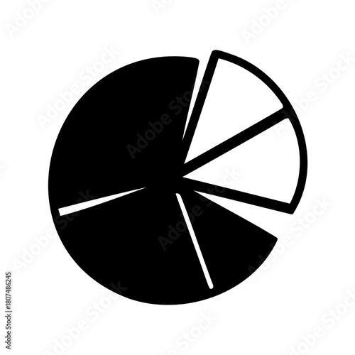 Monochromatic pie chart diagram for data representation Vector, illustration