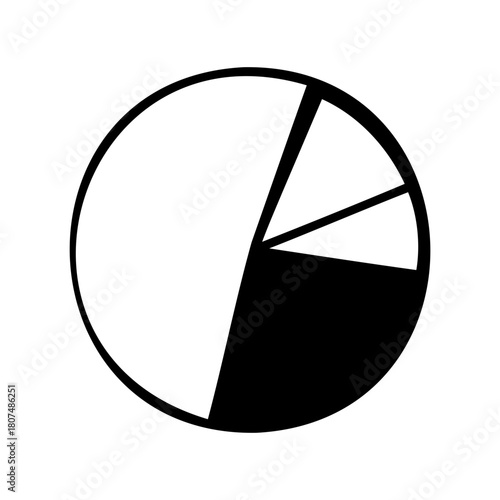 Simple black and white pie chart for data visualization Vector, illustration