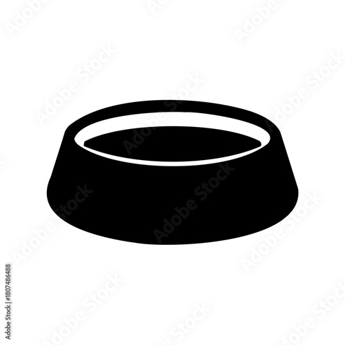 Simple black silhouette icon of an empty pet food bowl Vector, illustration