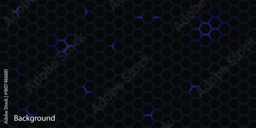 Futuristic perforated technology abstract background with yellow neon glowing lines. Vector banner design