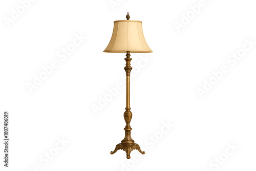 Ornate Classic Standing Lamp with Shade Isolated on a Transparent Background