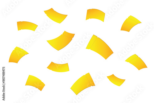 Flying yellow voucher with white background, 3d vouchers, exchange. Discount, elements, profitable purchases, Offers, Special premium price offers sale coupon, yellow vouchers. Voucher set design.