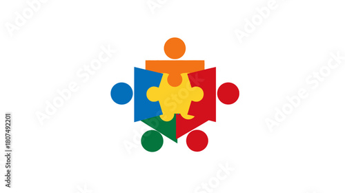 Teamwork puzzle in a circle