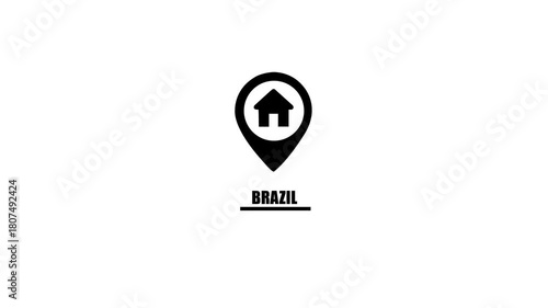 Brazil Location Icon with House Symbol and Text map pin home
