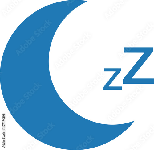 Serene crescent moon and zzz symbol representing sleep rest tranquility and peaceful nighttime dreams on a clean surface isolated on white background