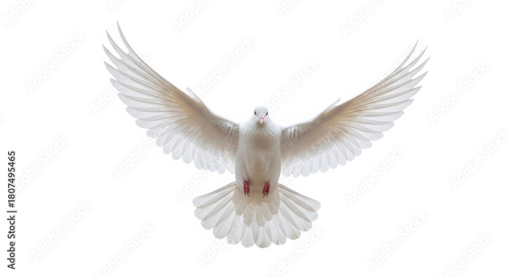 Obraz premium Beautiful White Bird with Wide Wingspan Isolated on White Background