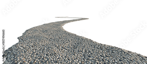 Curved rocky path on transparent background. 3D rendering.