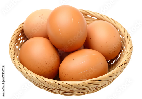 Wallpaper Mural A woven basket filled with fresh brown chicken eggs isolated on transparent background Torontodigital.ca