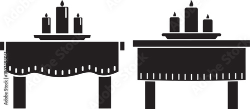 Two tables with candles silhouette