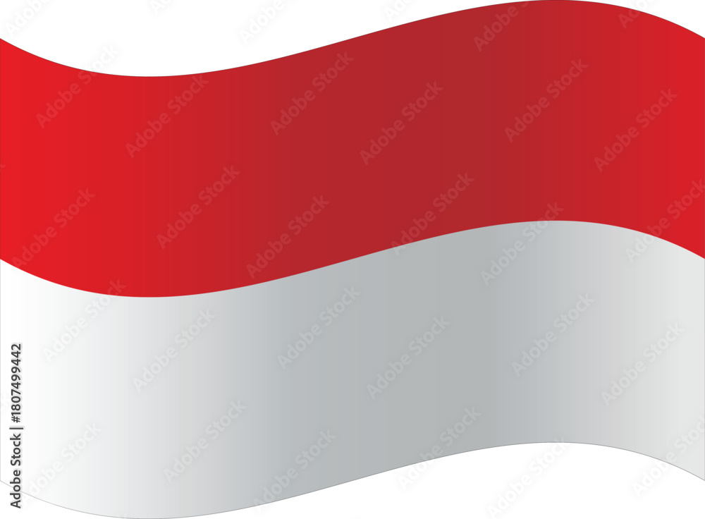 Naklejka premium Waving flag of Indonesia vector illustration of the Indonesian national symbol isolated on white background