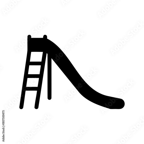 Simple black playground slide icon for youthful playing Vector, illustration