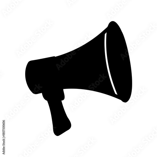Black megaphone symbol for communication and announcement Vector, illustration