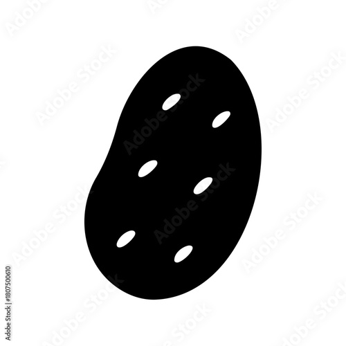 Stylized black potato silhouette with white eyes on white Vector, illustration
