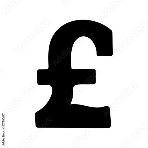 Black stylized pound sterling currency symbol isolated Vector, illustration