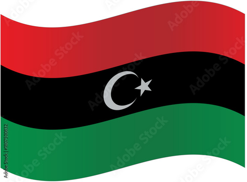 Waving flag of Libya a vector illustration of the national symbol isolated on a white background